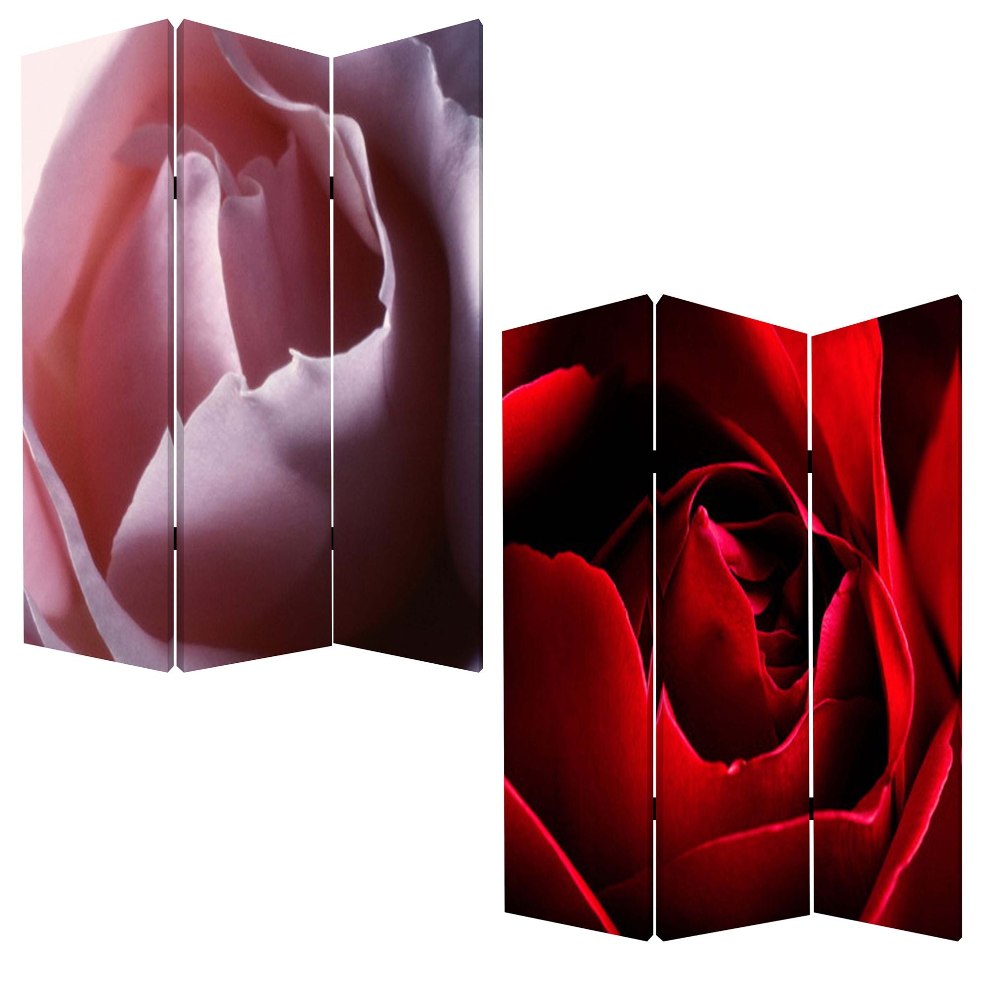 48 X 72 Multi Color Wood Canvas Rose  Screen