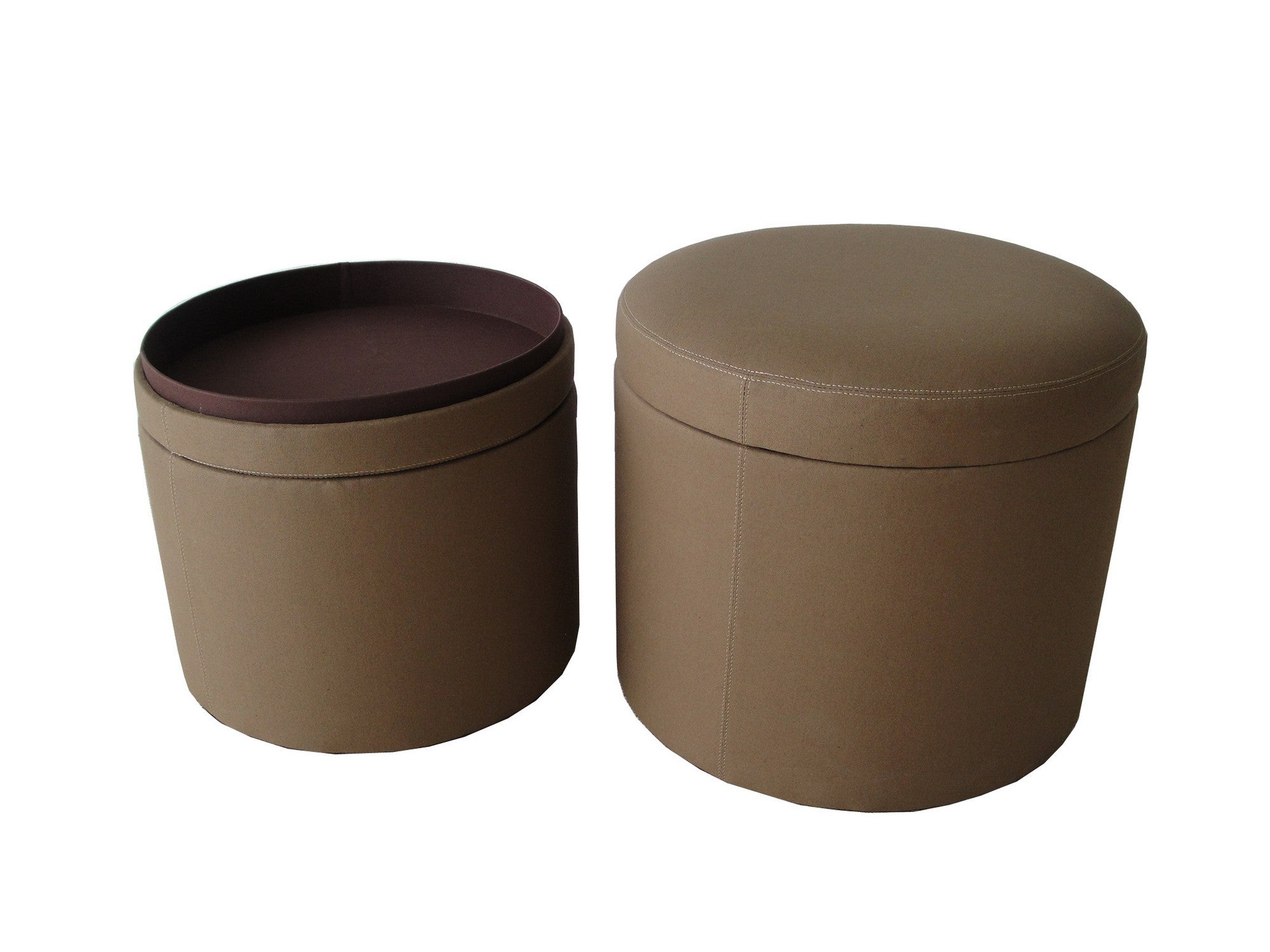 1" Tan Faux Leather Round Storage