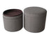 1" Gray Faux Leather Round Storage