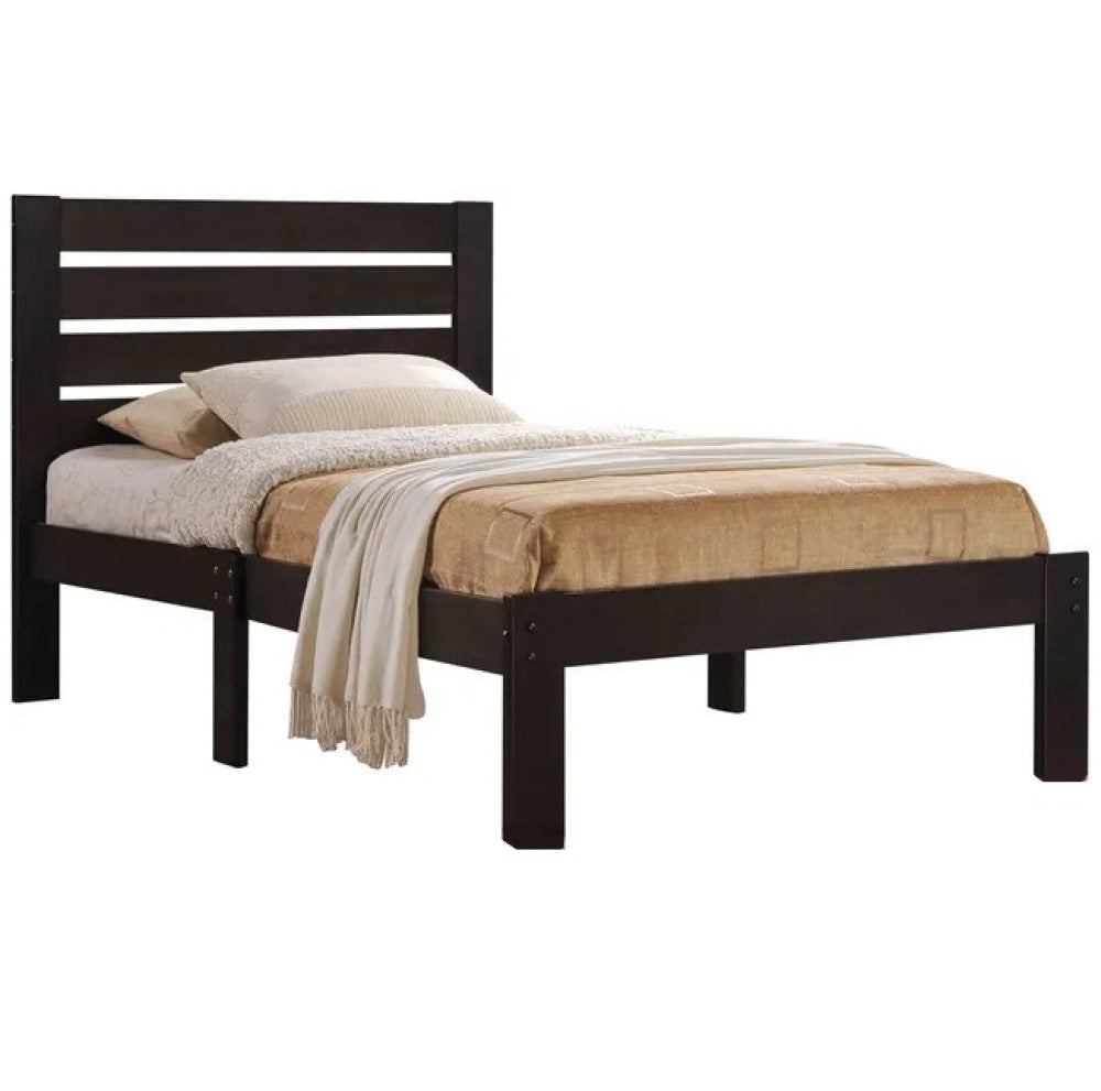 Popular Espresso Queen Size Slat Wood Bed