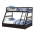 83" X 63" X 65" Espresso Pine Wood Twin Xl Over Queen Bunk Bed