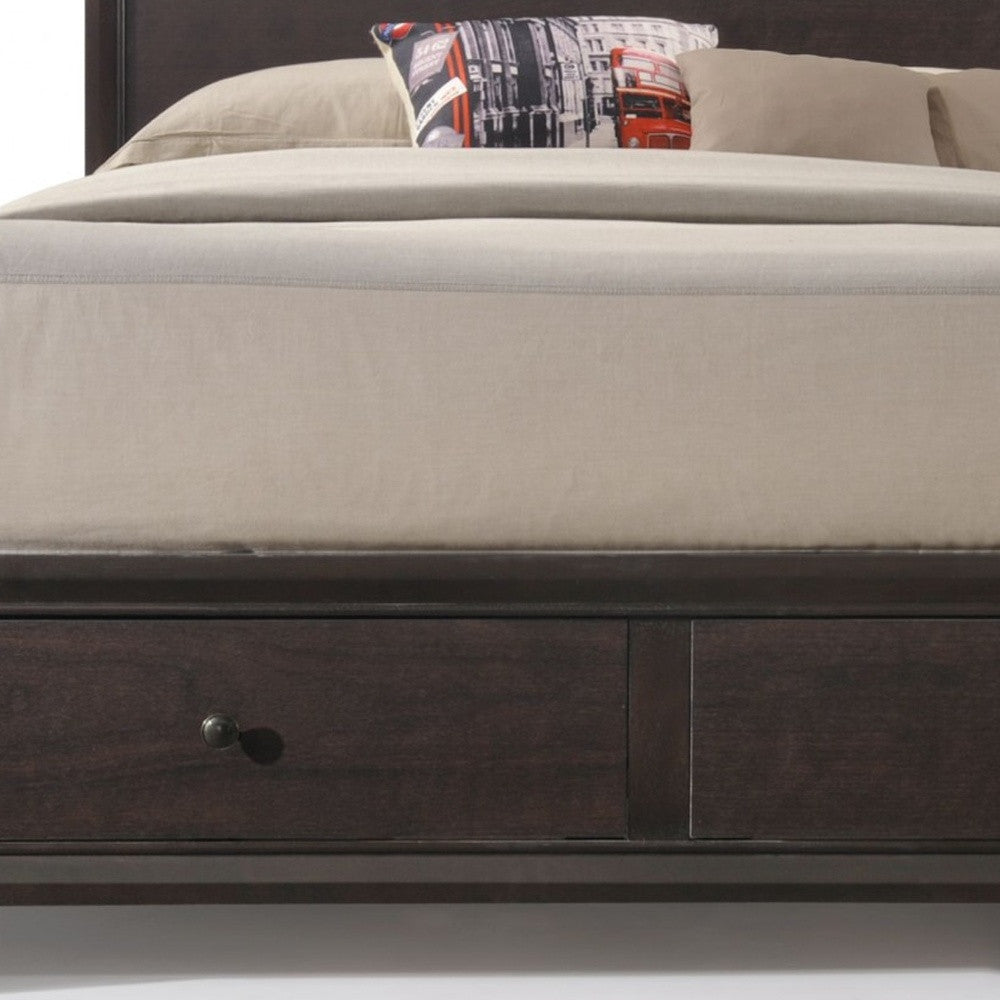 Rich Espresso Finish Queen Bed With Storage