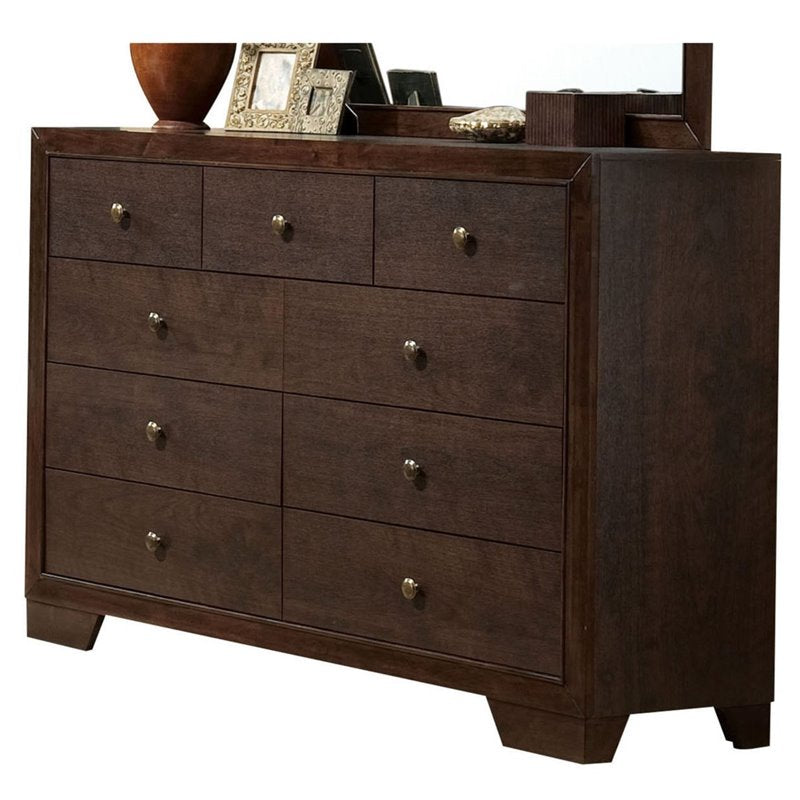 57" Espresso Solid and Manufactured Wood Double Dresser