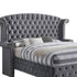 King Tufted Gray Upholstered Velvet Bed With Nailhead Trim