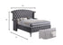 King Tufted Gray Upholstered Velvet Bed With Nailhead Trim