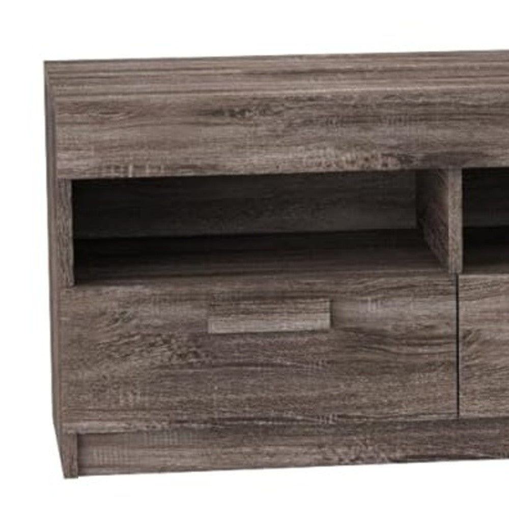 59" X 15" X 19" Rustic Oak Mdf TV Stand