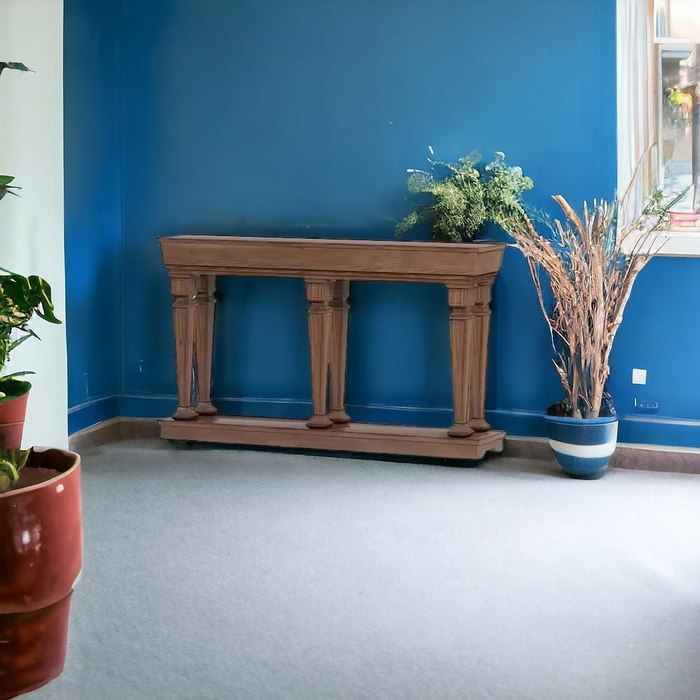 72" X 12" X 35" Oak Wood Console Table