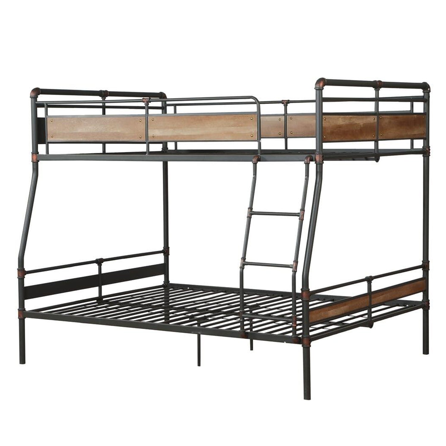 83" X 65" X 68" Sandy Black  Dark Bronze Handbrushed Queen Over Queen Bunk Bed