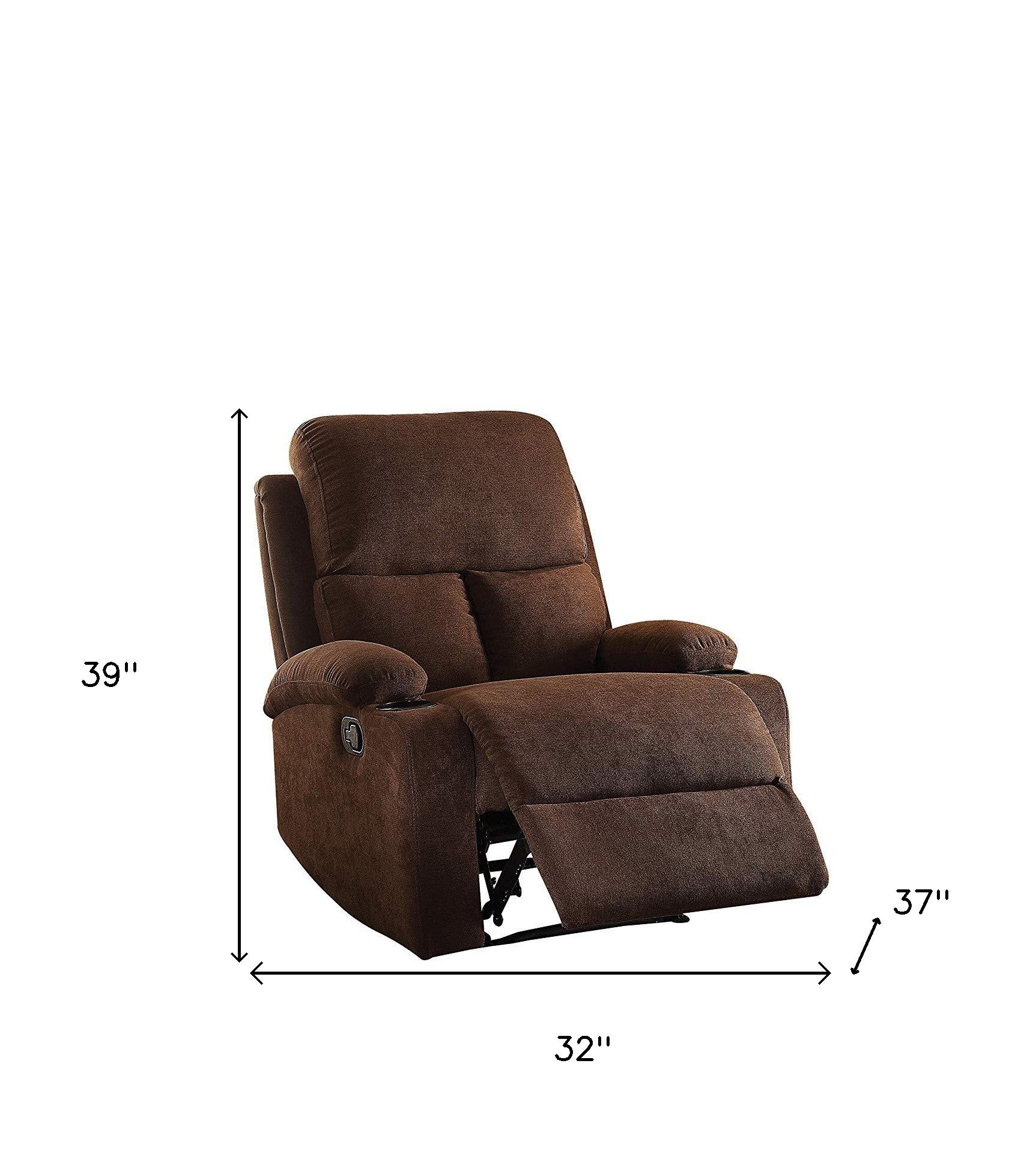 32" X 37" X 39" Blue Linen Fabric Recliner