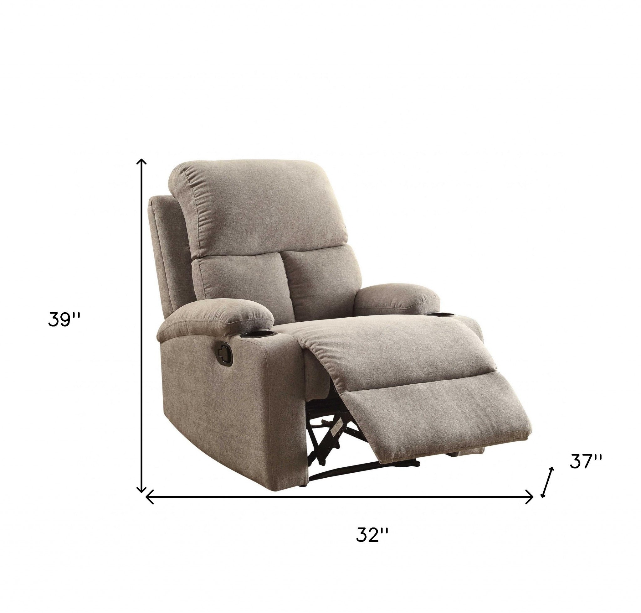 32" X 37" X 39" Blue Linen Fabric Recliner