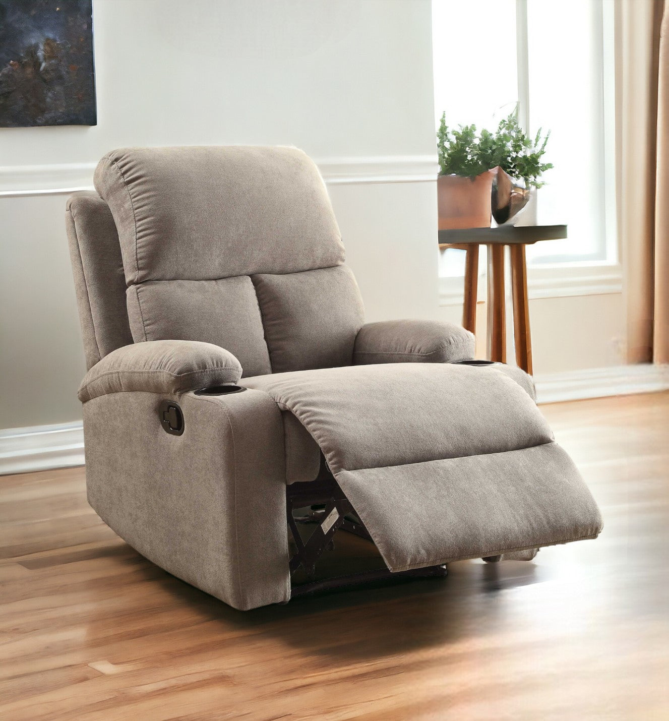 32" X 37" X 39" Blue Linen Fabric Recliner