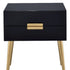 24" Black and Gold End Table With Two Drawers