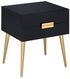 24" Black and Gold End Table With Two Drawers