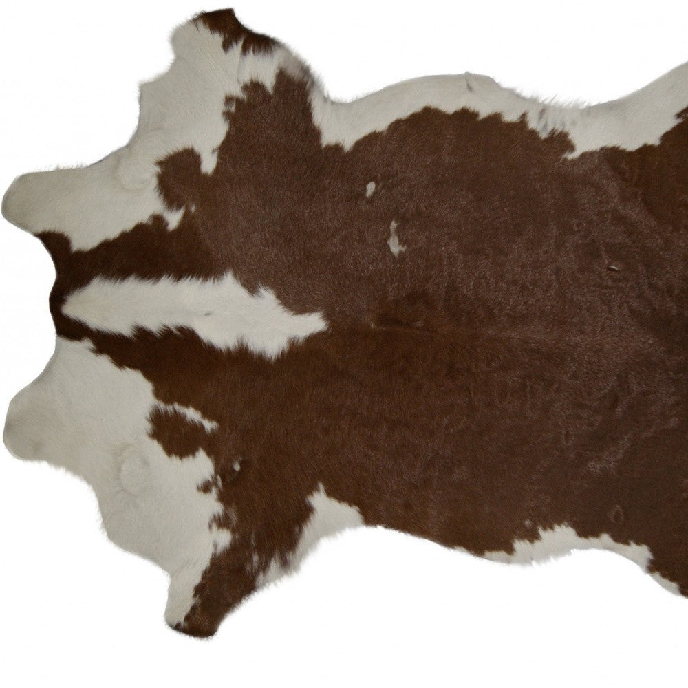 24" X 36" Brown And White Calfskin - Area Rug