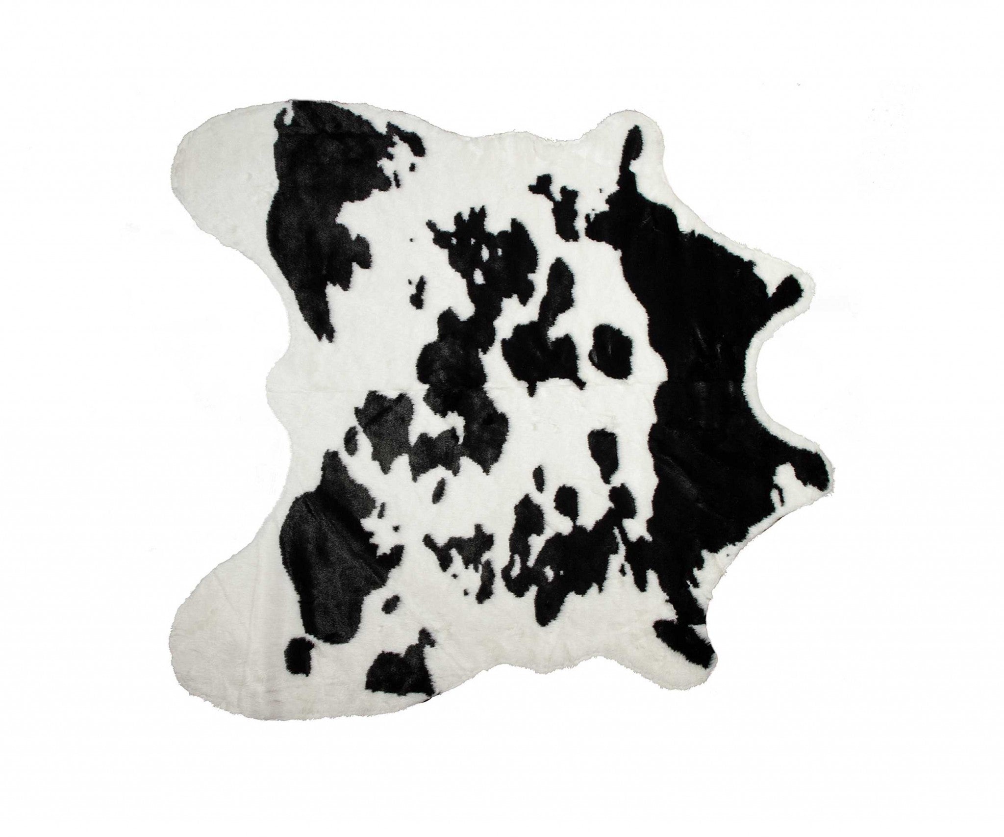 4' x 5' Black and White Faux Cowhide Animal Print Area Rug