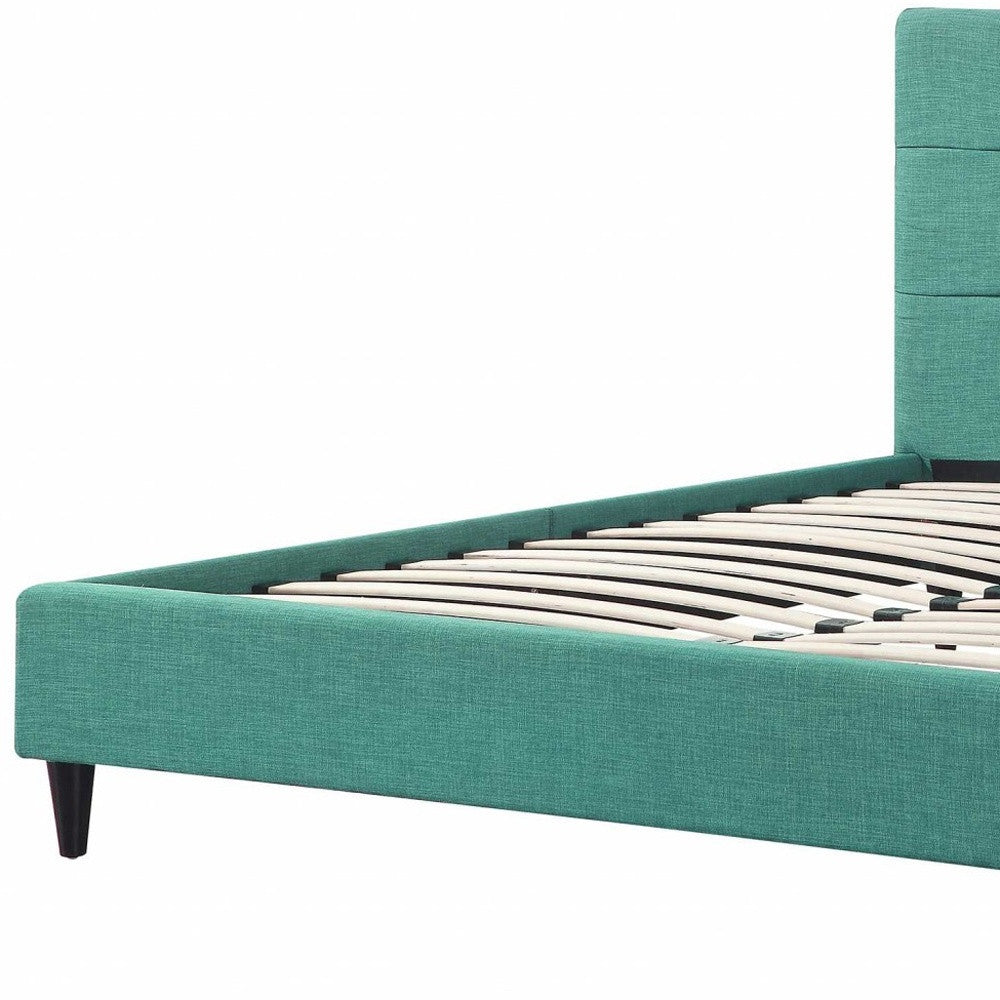 Solid Wood Queen Tufted Turquoise Upholstered Juteno Bed