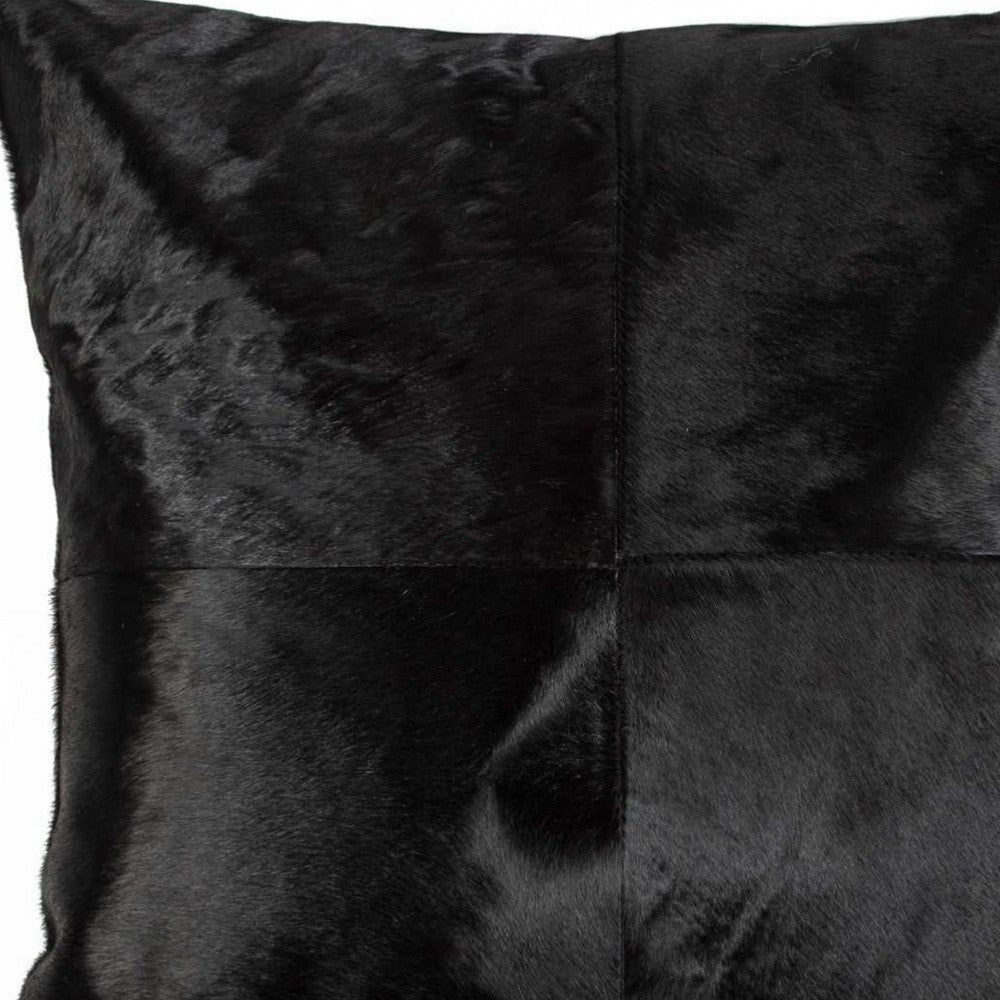 18" Black and White Cowhide Throw Pillow