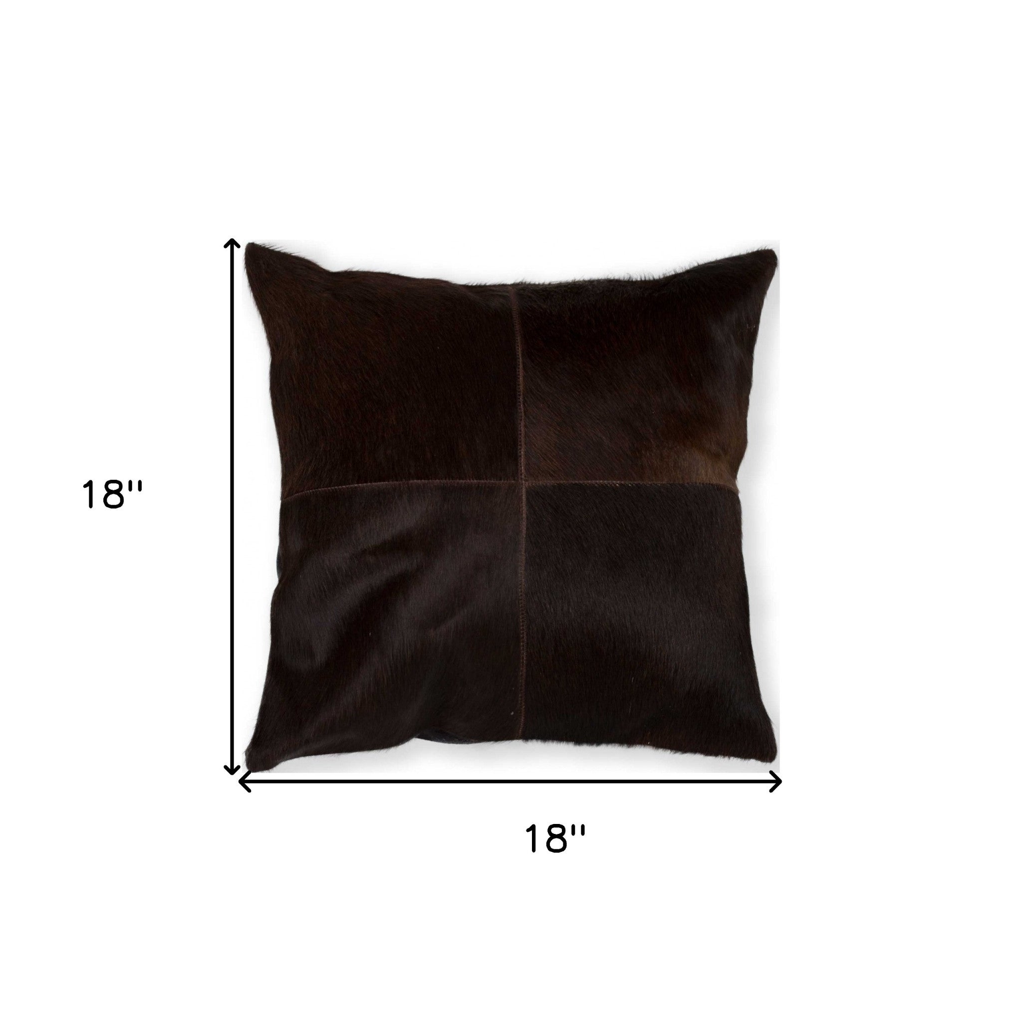 18" Black and White Cowhide Throw Pillow