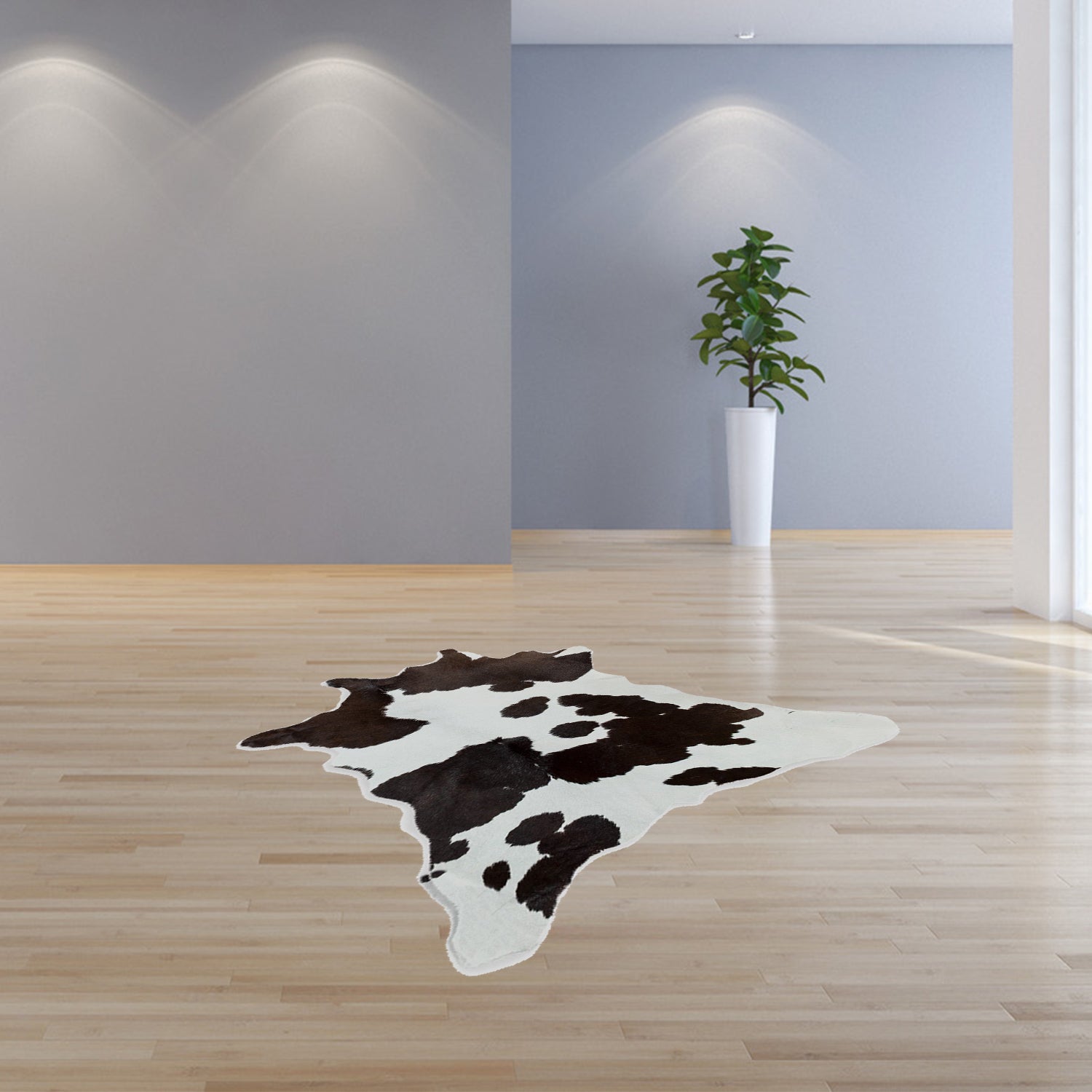 24" X 36" Salt And Pepper, Black And White Calfskin - Area Rug