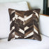 18" Brown and Off White Chevron Cowhide Throw Pillow