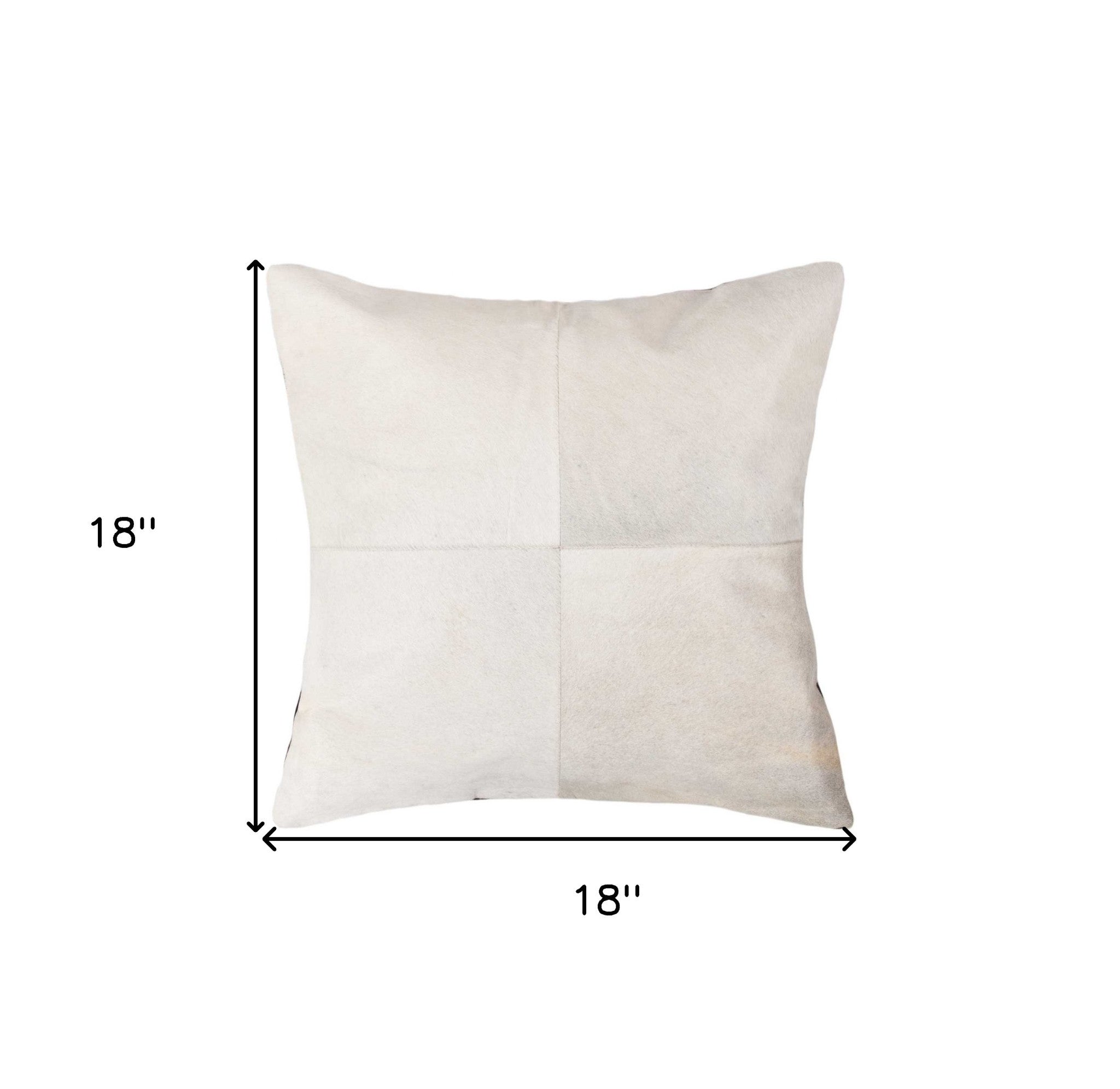 18" White Cowhide Throw Pillow