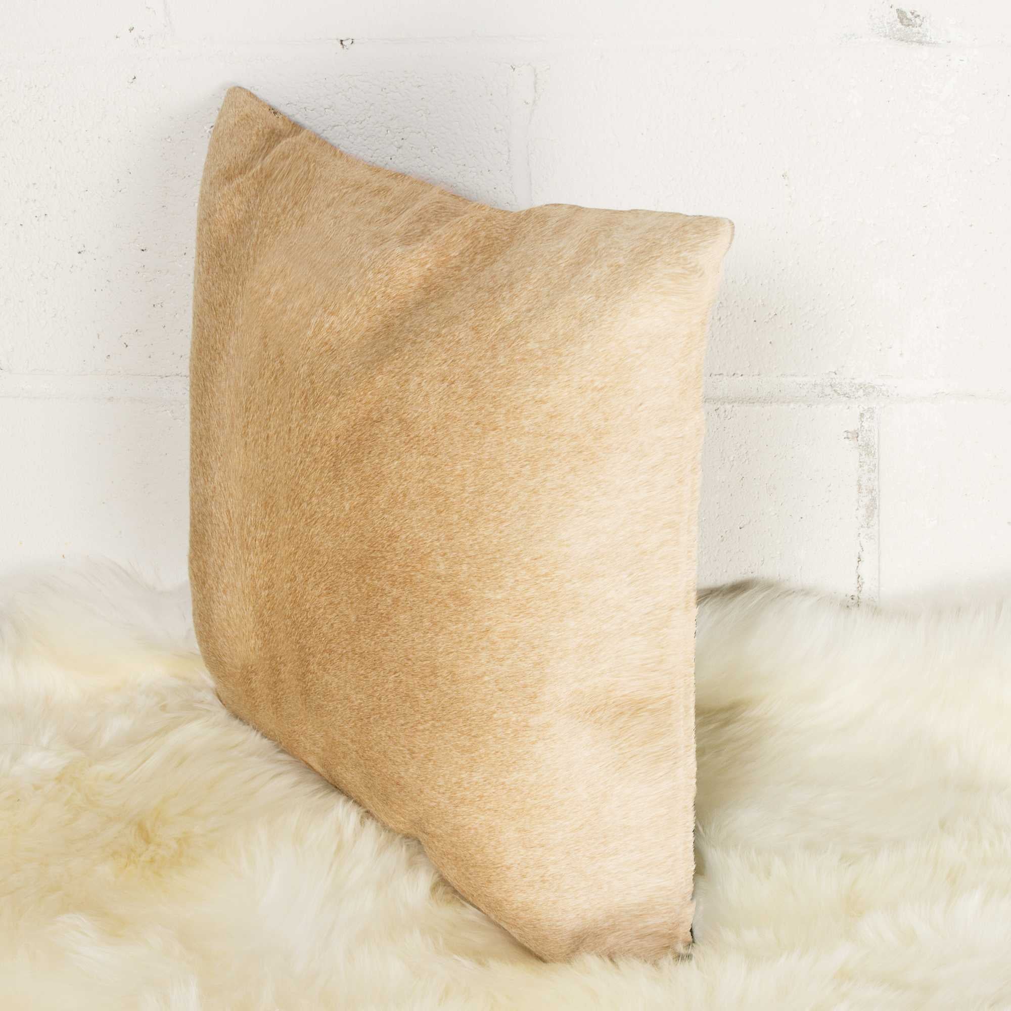 18 X 18 Tan Cowhide Throw Pillow