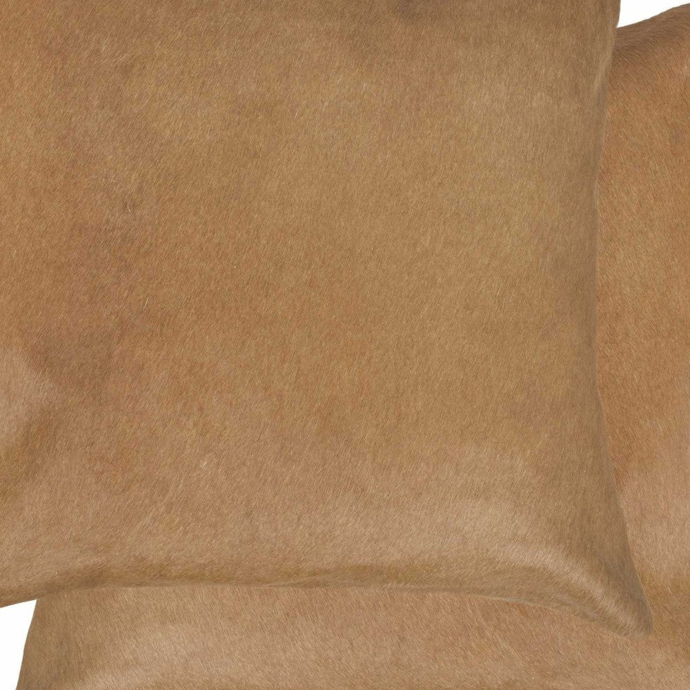 18 X 18 Tan Cowhide Throw Pillow