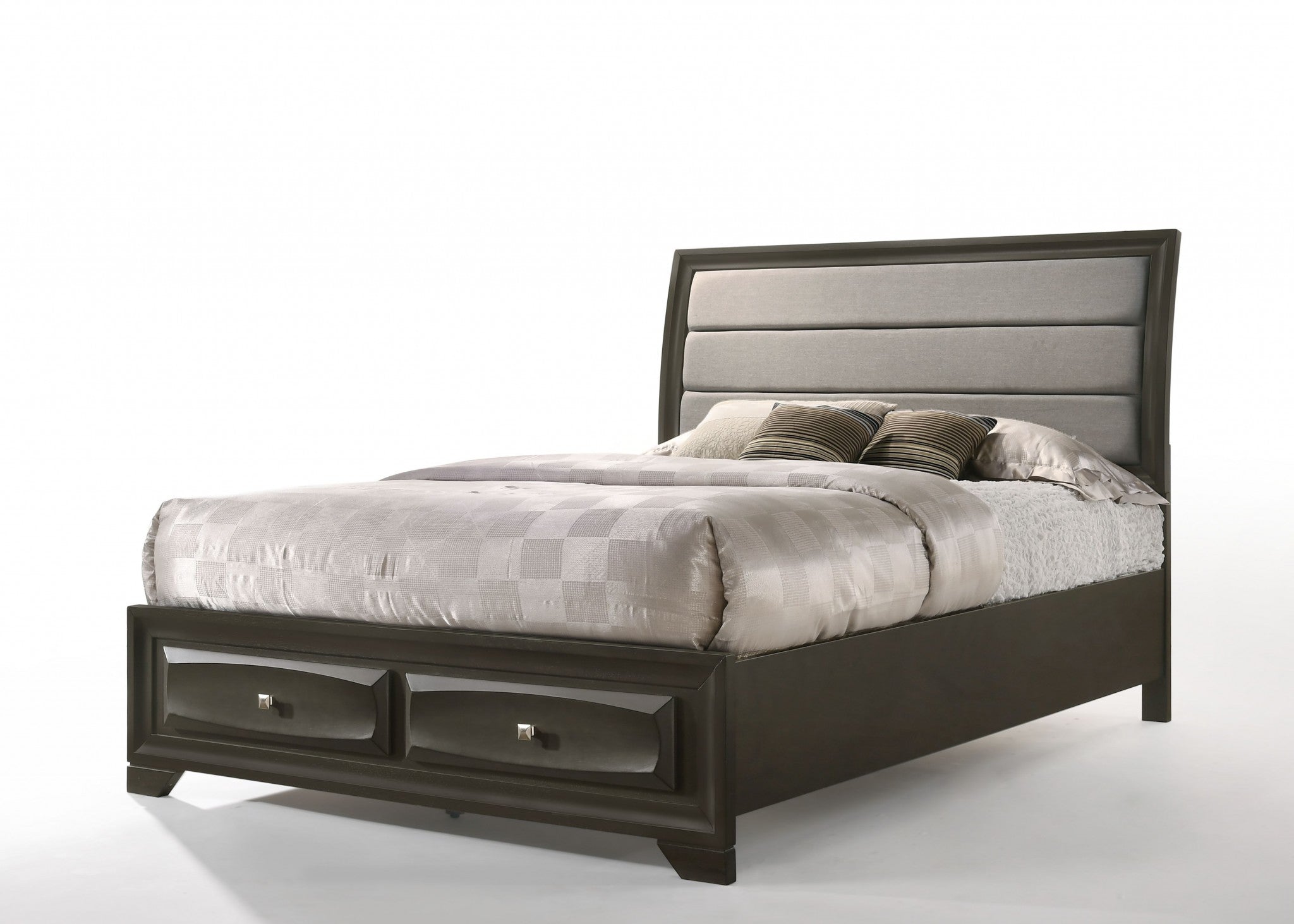 Light Gray Queen Two Drawers Bed