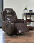 34" Brown Faux Leather Heated Massge Home Theater Recliner