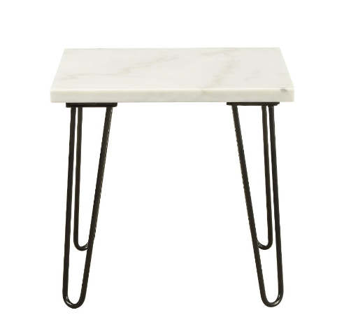 21" White Faux Marble End Table