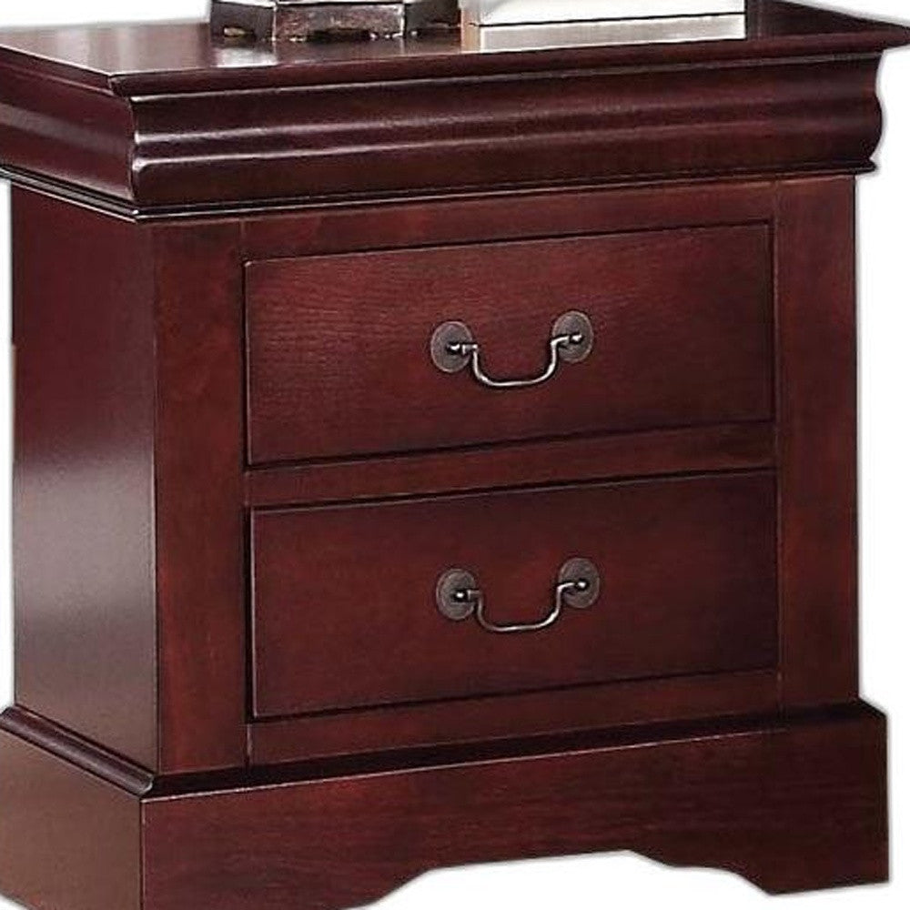 24" Brown Two Drawers Nightstand