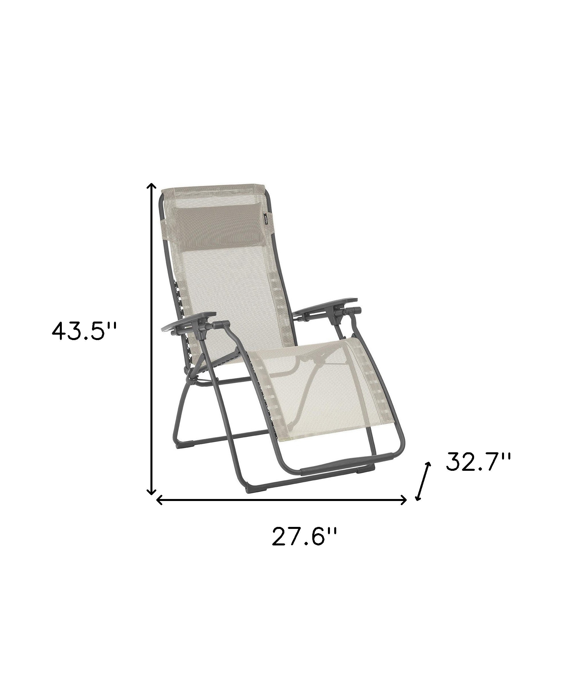 28" Beige and Gray Metal Zero Gravity Chair