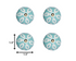 1.5" X 1.5" X 1.5" Turquoise White And Gold  Knobs 12 Pack