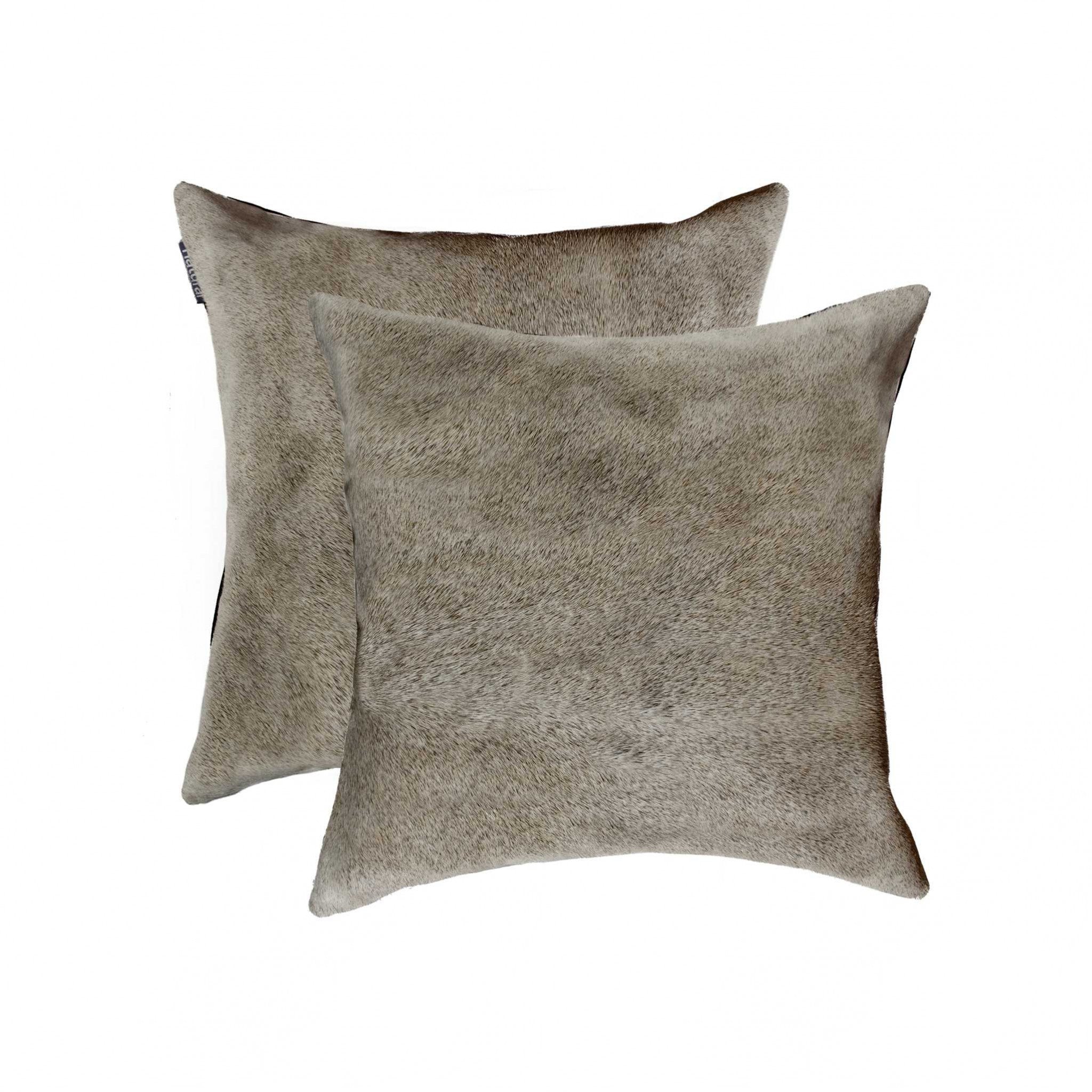 18 X 18 Tan Cowhide Throw Pillow