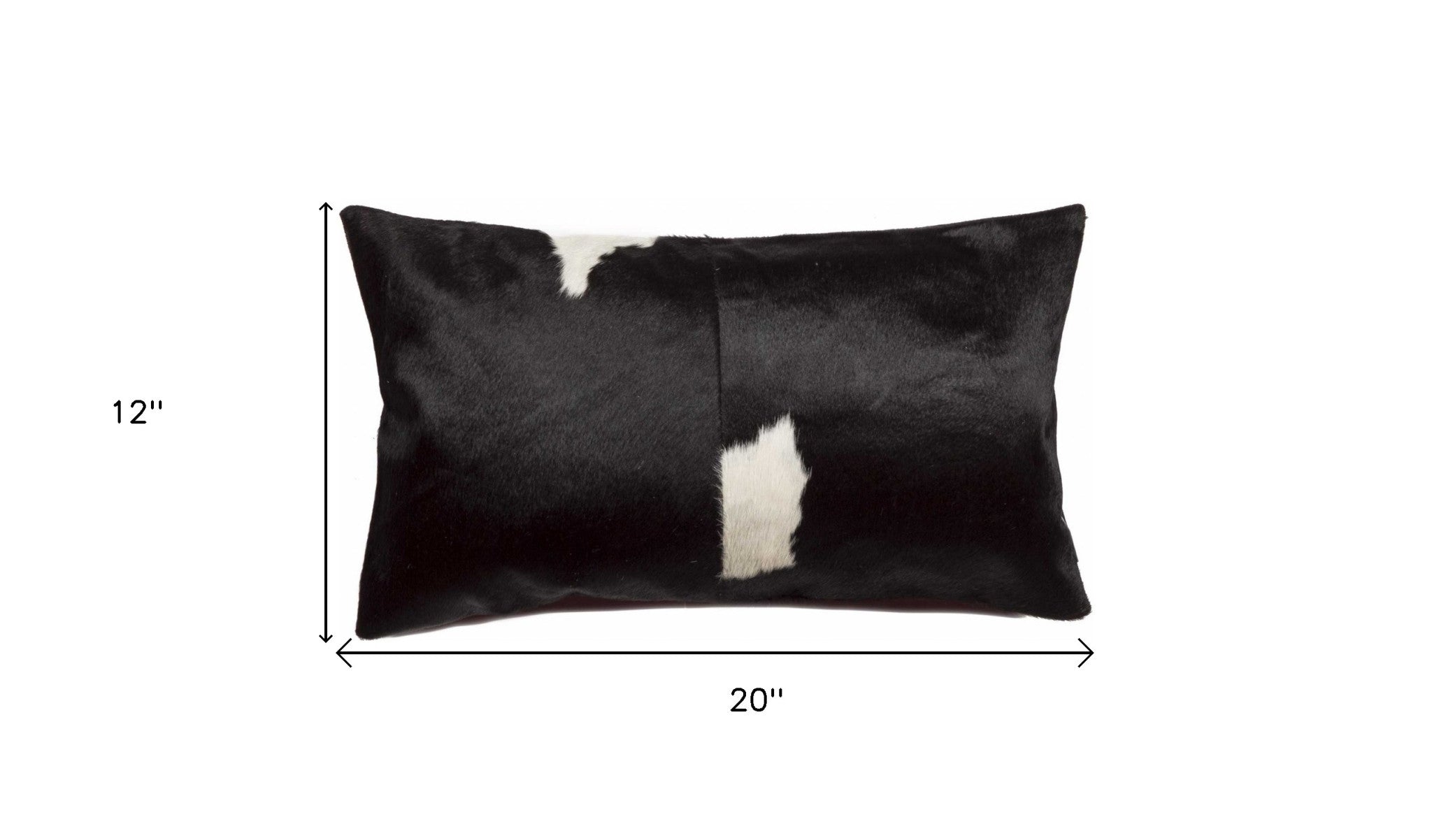 12" X 20" Black and White Cowhide Throw Pillow