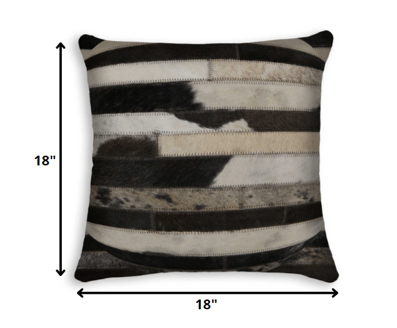 18" X 18" X 5" Modern Tricolor Torino Kobe Cowhide  Pillow