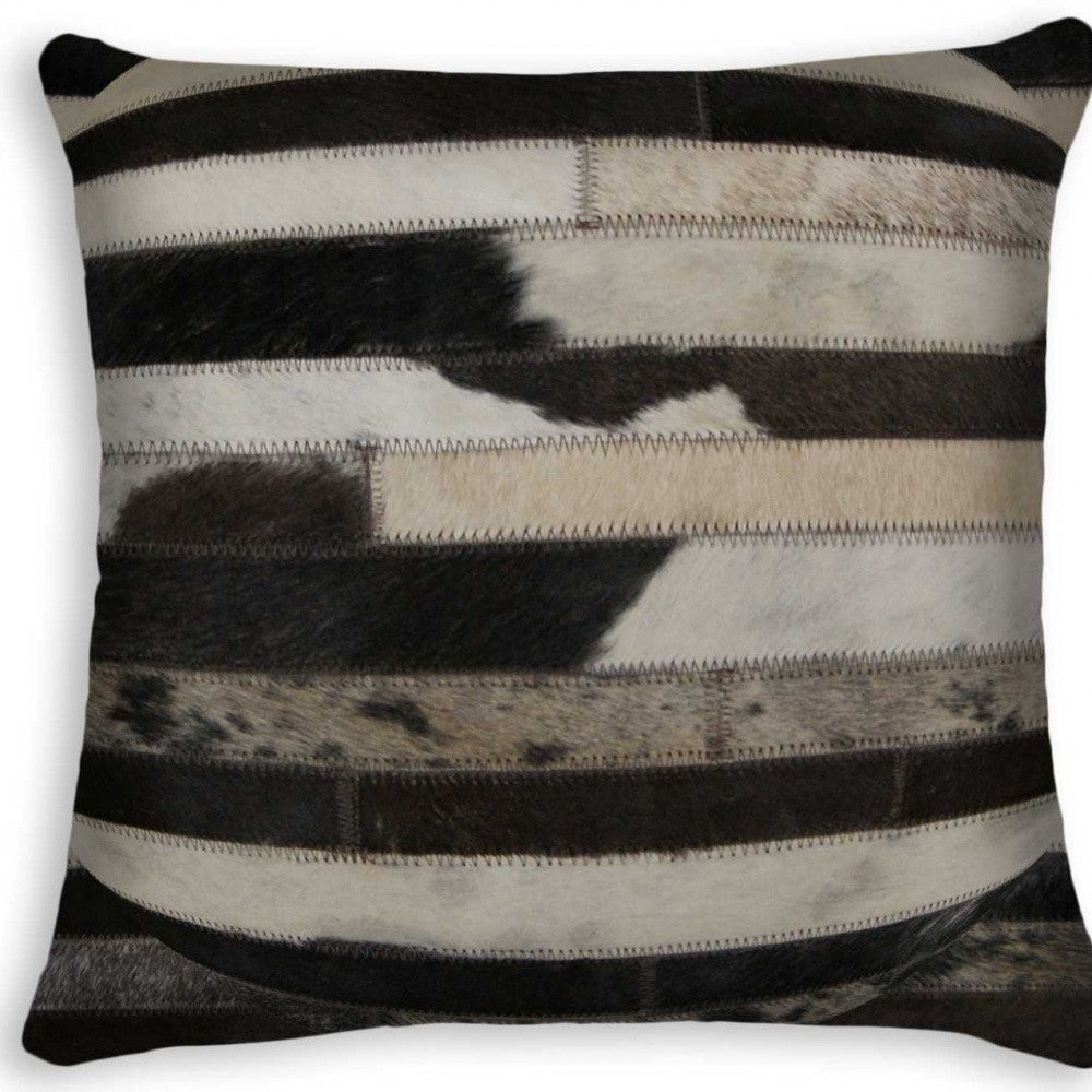 18" X 18" X 5" Modern Tricolor Torino Kobe Cowhide  Pillow