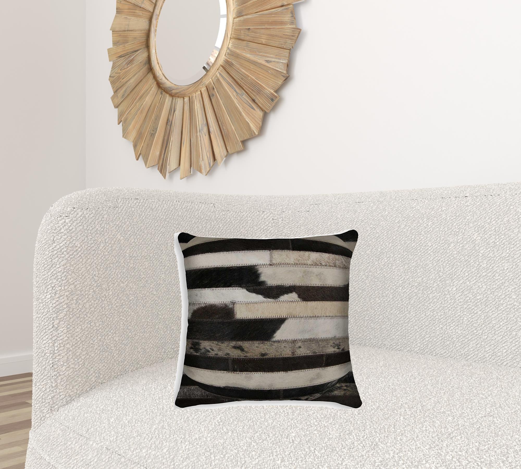 18" X 18" X 5" Modern Tricolor Torino Kobe Cowhide  Pillow