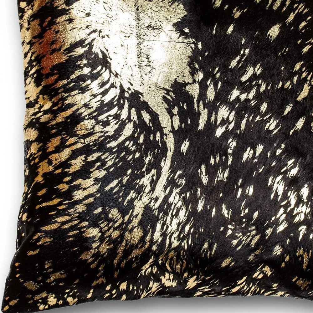 Chocolate And Gold Torino Kobe Cowhide Pillow