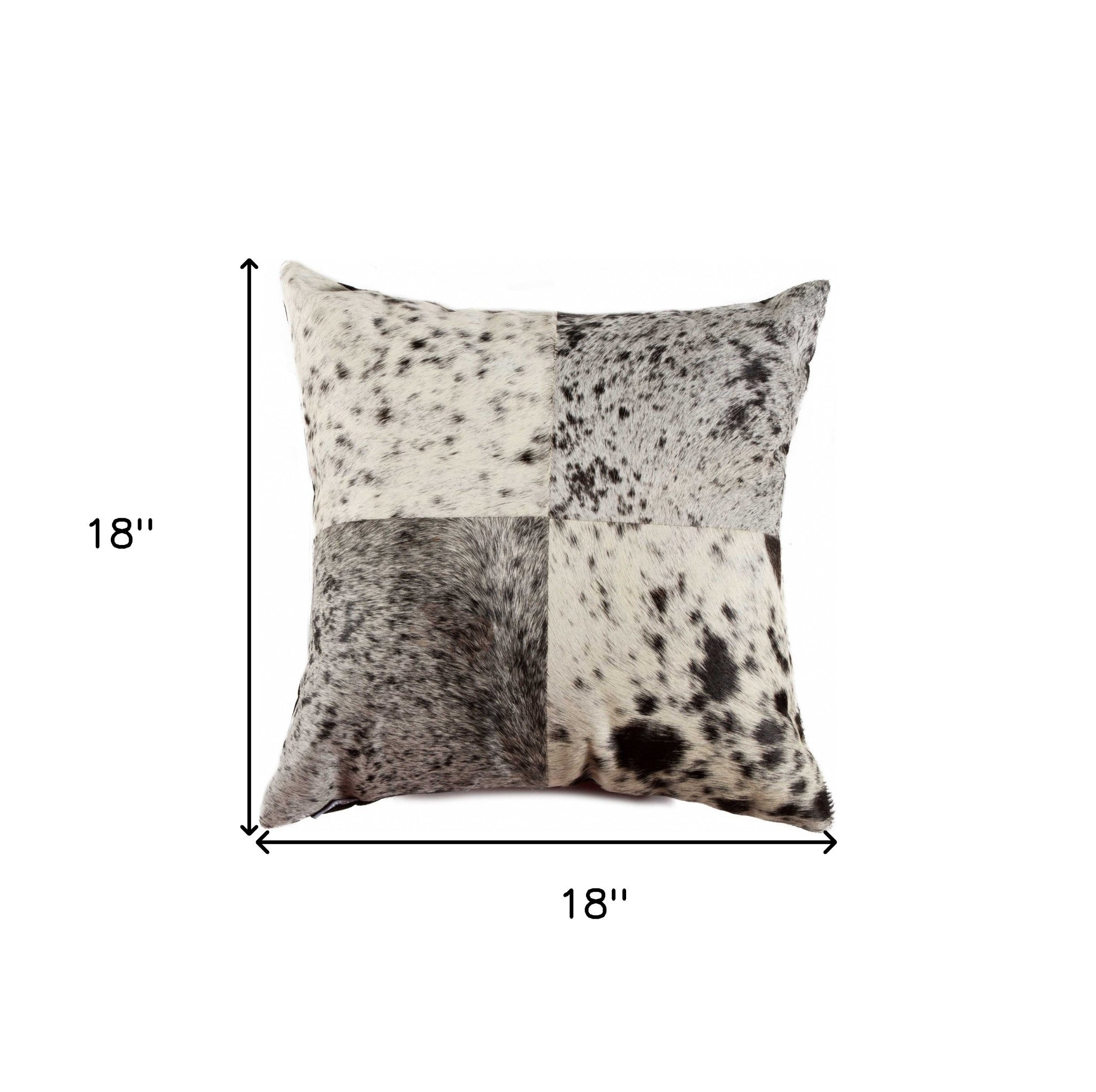 18" White Cowhide Throw Pillow