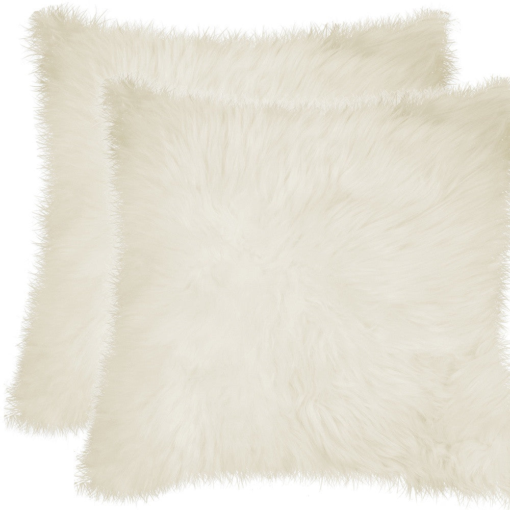 Set of Two 18" Natural Cowhide Throw Pillow