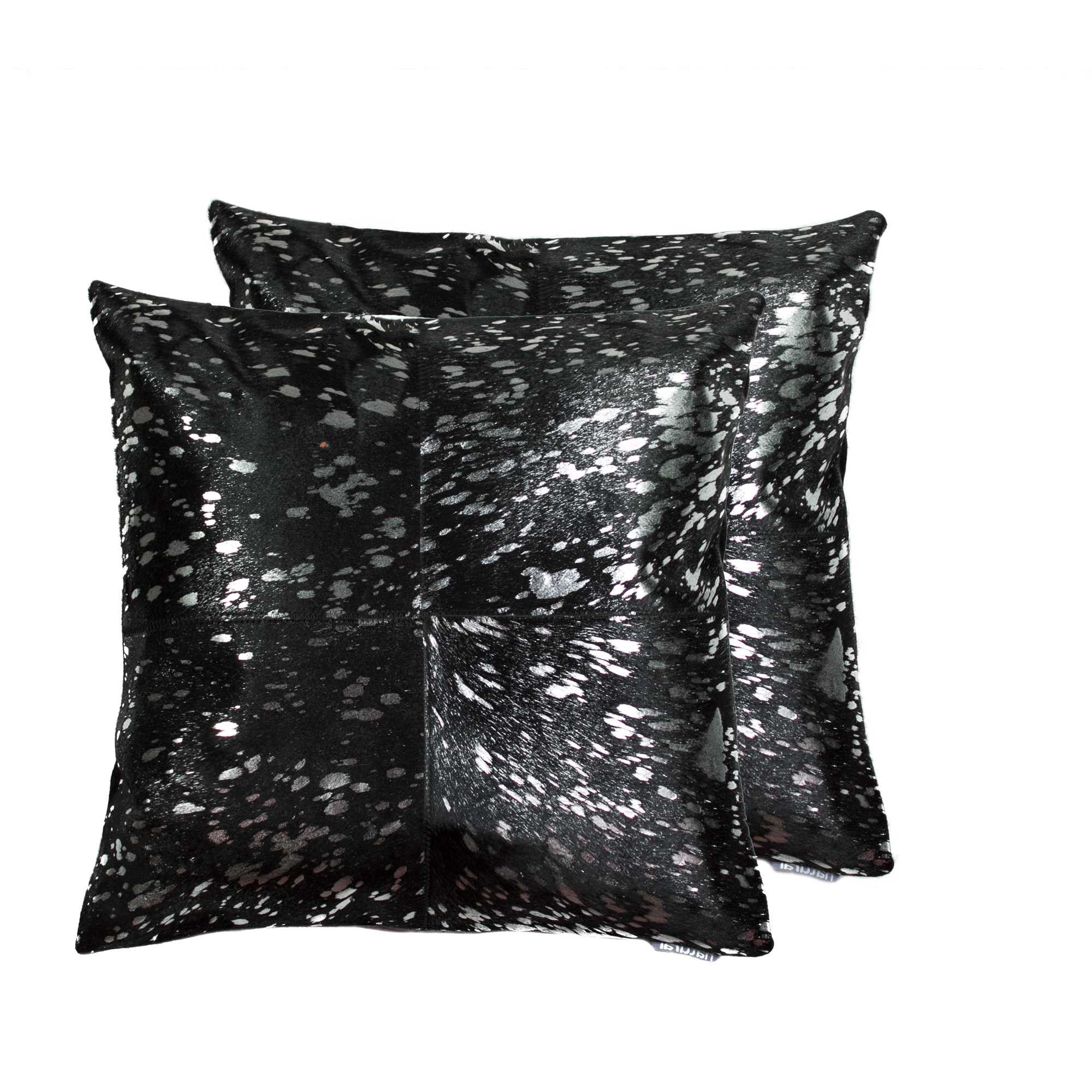 18" X 18" X 5" Silver And Black Torino Quattro  Pillow 2 Pack