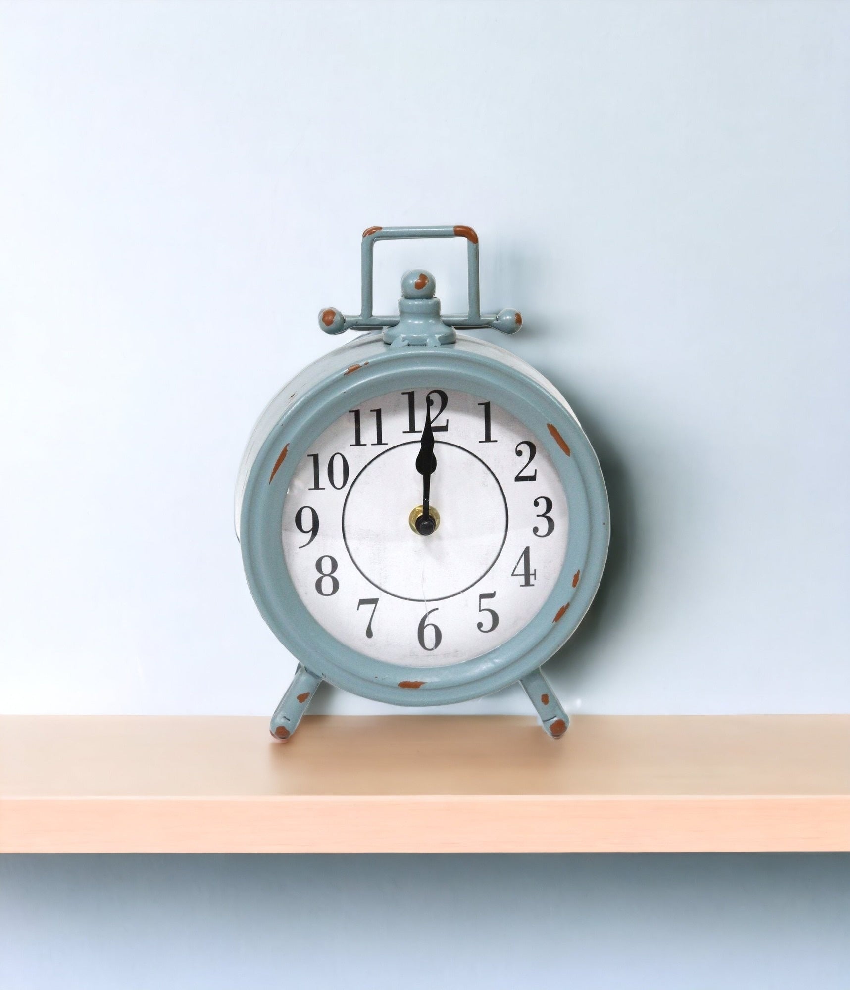 Vintage Blue Metal Round Table Clock