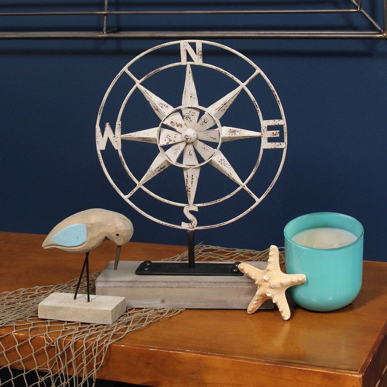 Compass Of The Sea Metal And Wood Table Top Decor