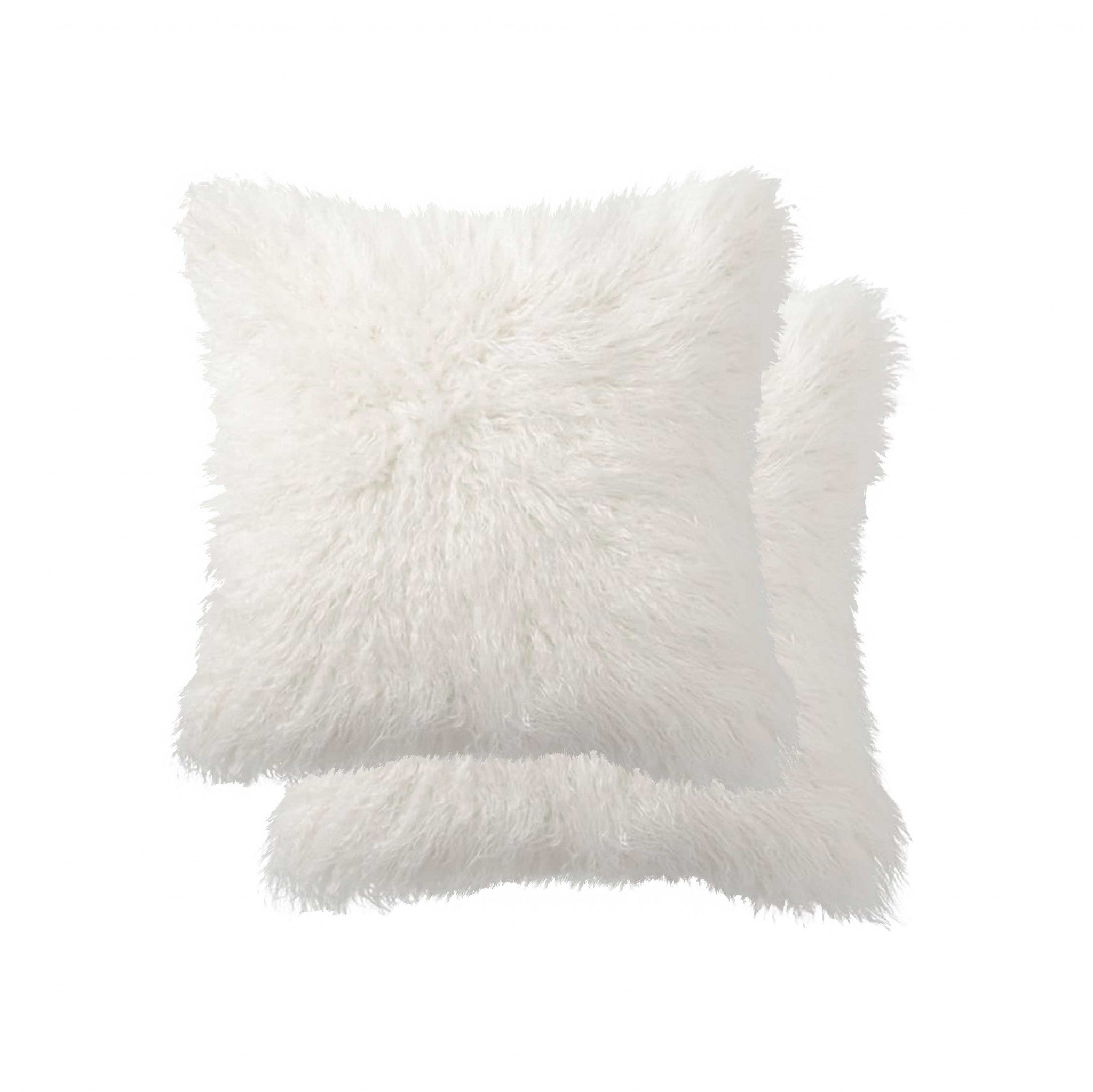 18" X 18" X 5" Off White Faux Fur  Pillow 2 Pack