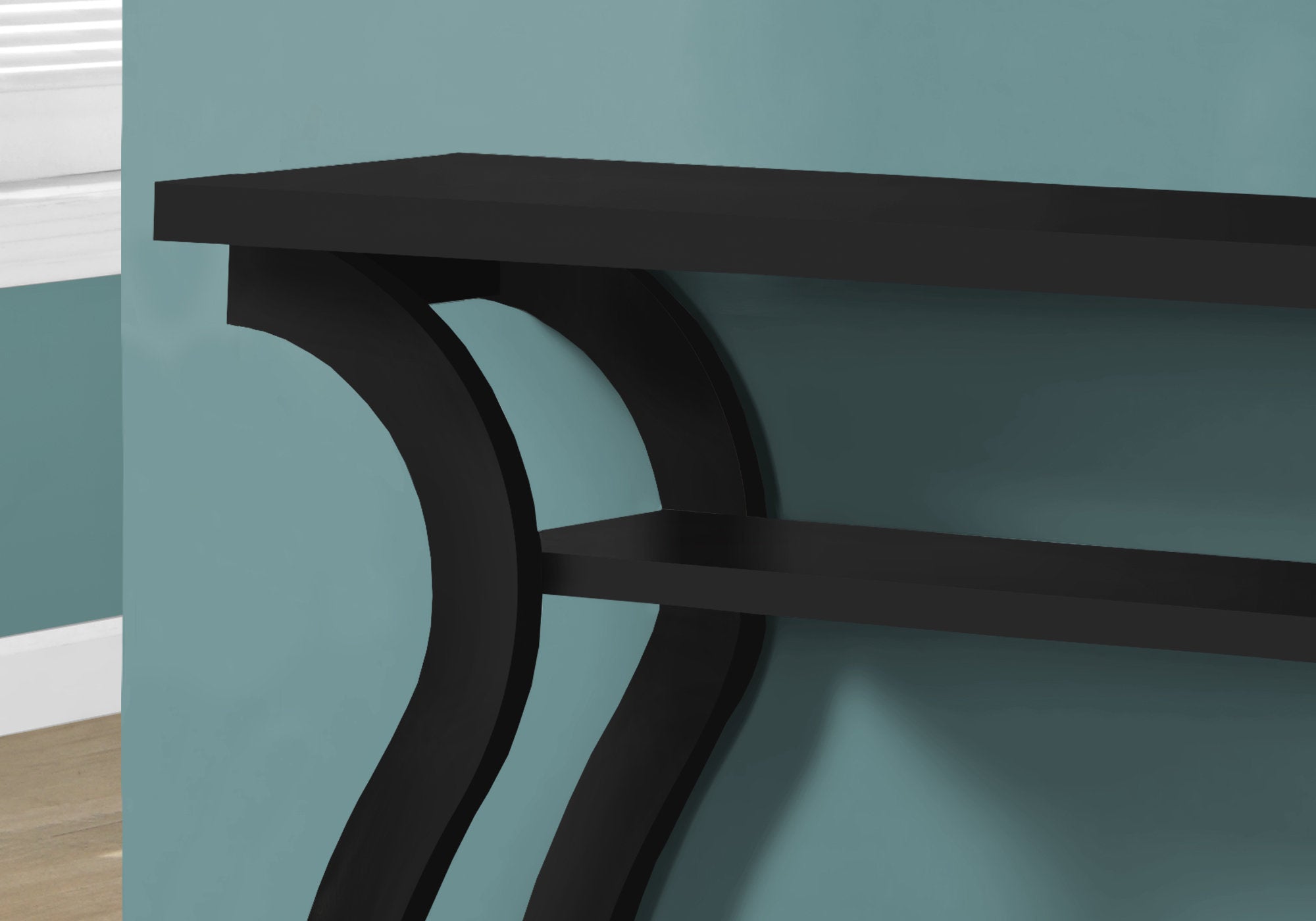 47" Black Floor Shelf Console Table With Storage