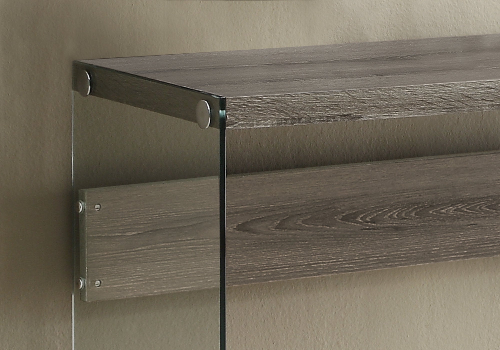 44" Taupe And Clear Solid Console Table