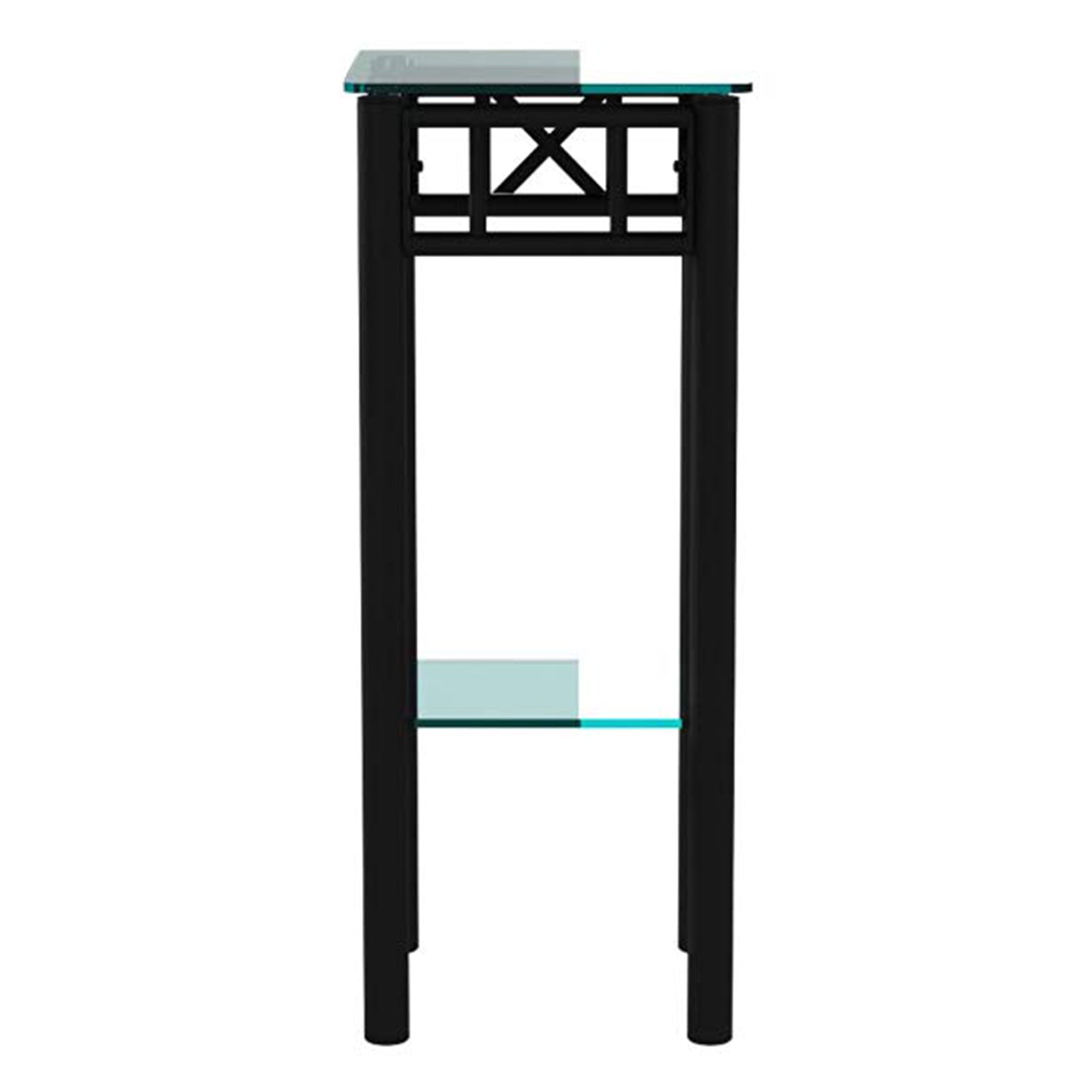 28" Black And Clear Glass End Table With Shelf