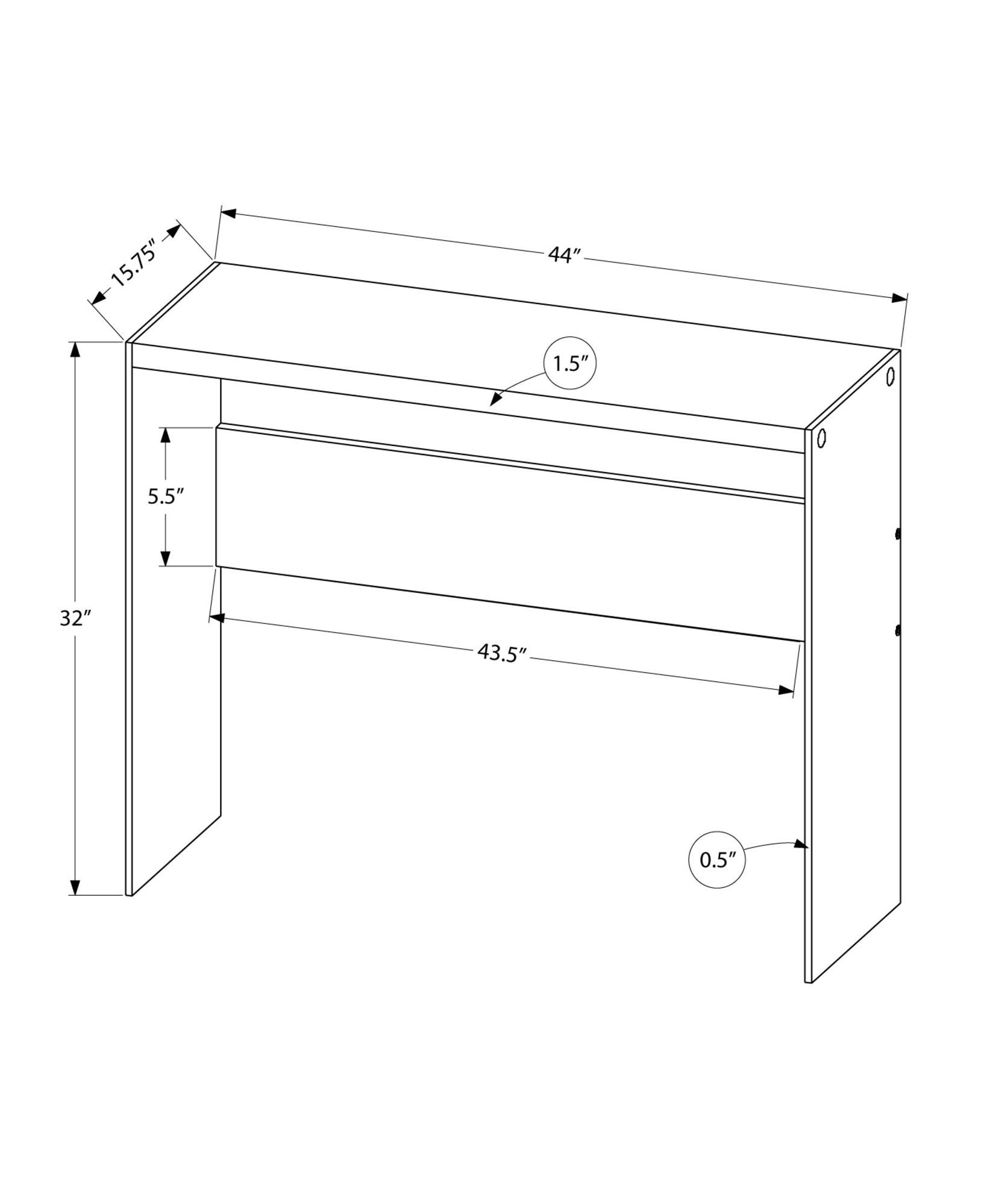 44" Taupe And Clear Solid Console Table