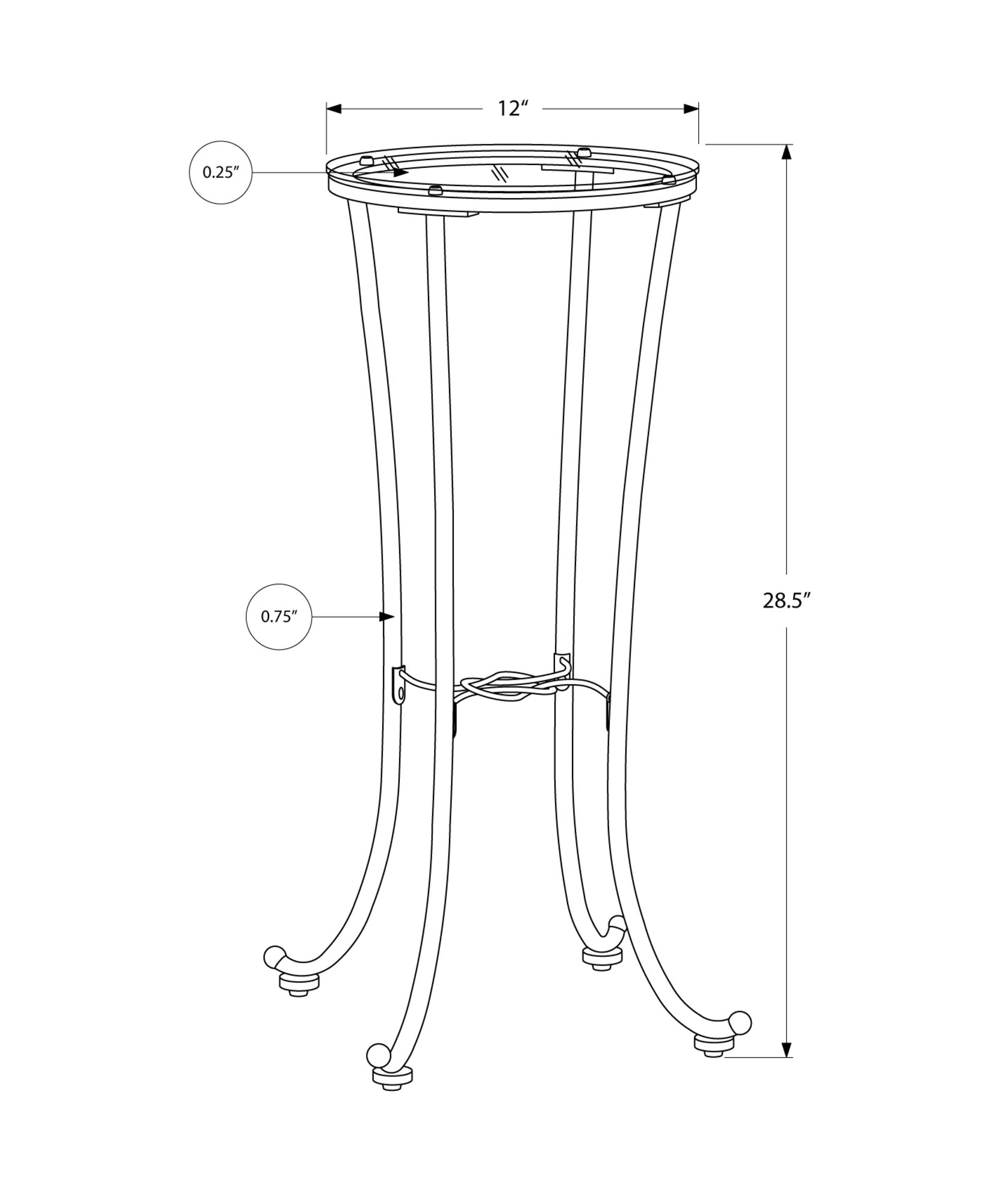 29" Black And Clear Glass Round End Table